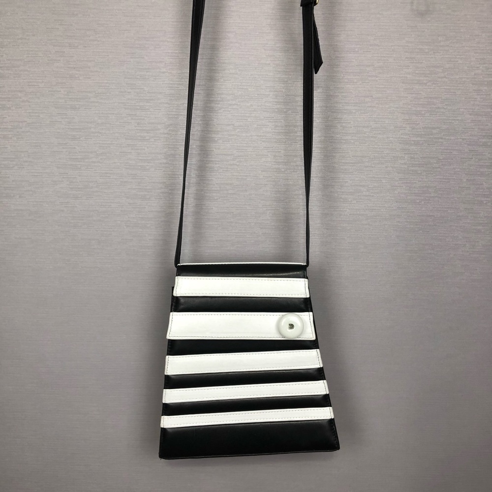 Vintage dark Navy and White Stripe Bag.